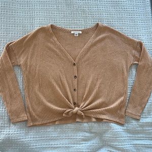 Waffle knit long sleeve top